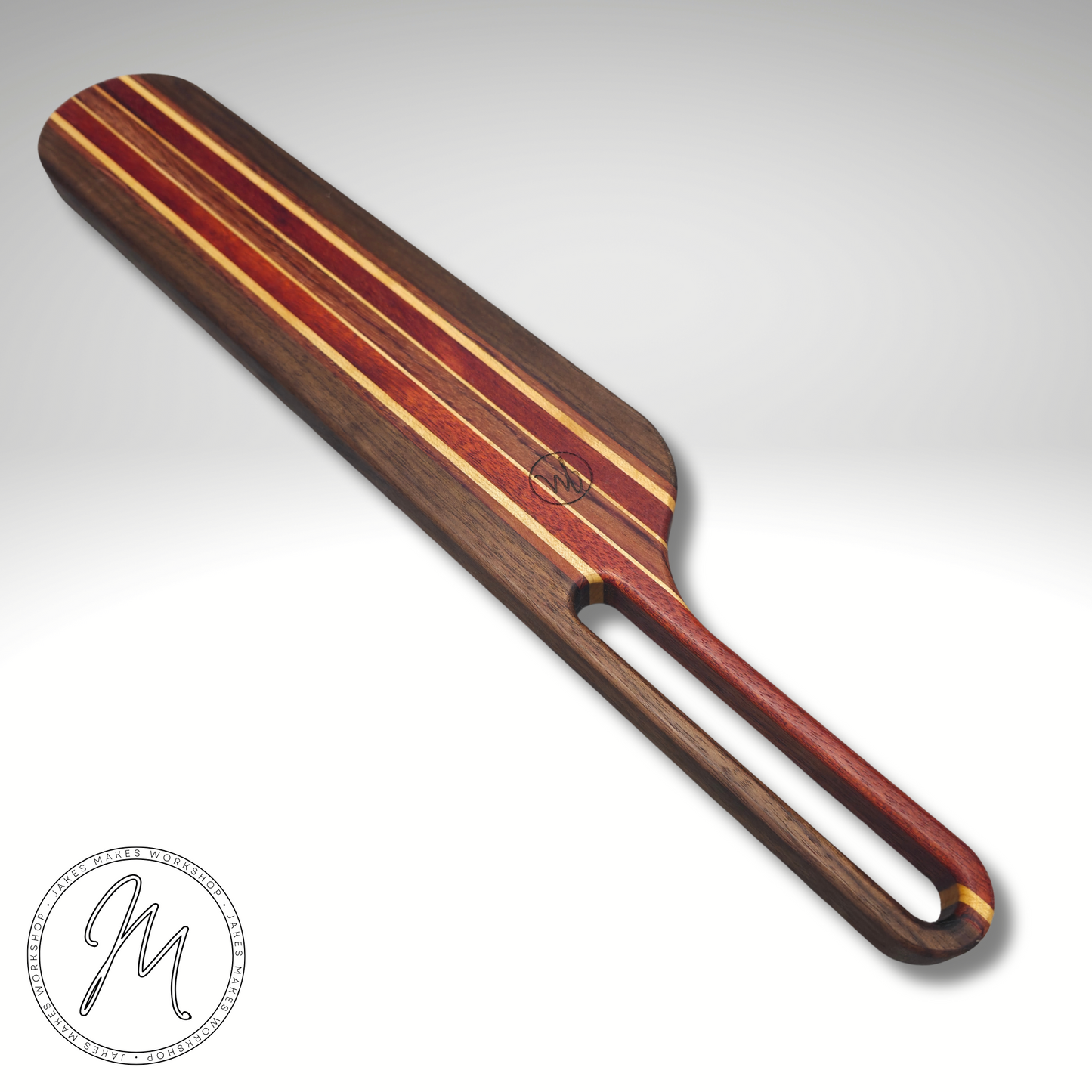 Handcrafted Striped Wood Cheese Board – Paddle Style