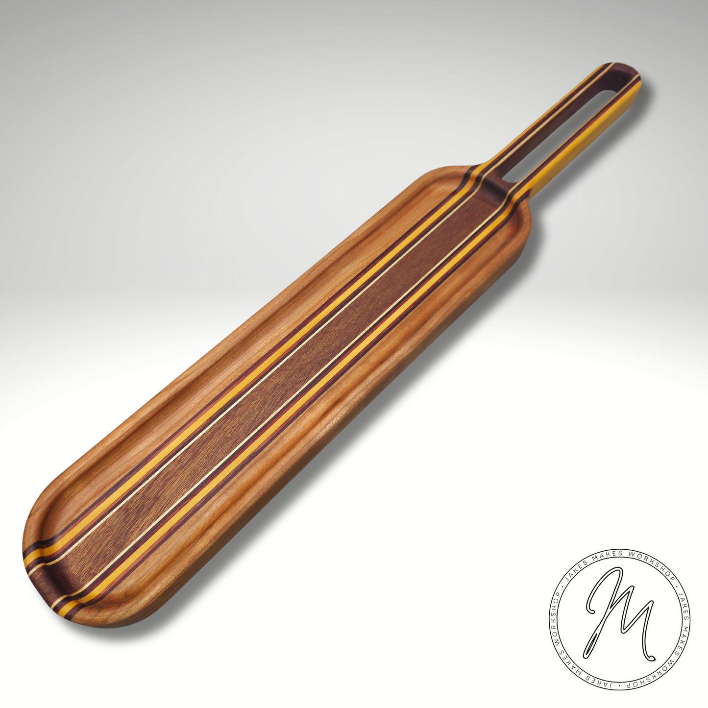 Handcrafted Striped Wooden Spatula-Style Cheese Board