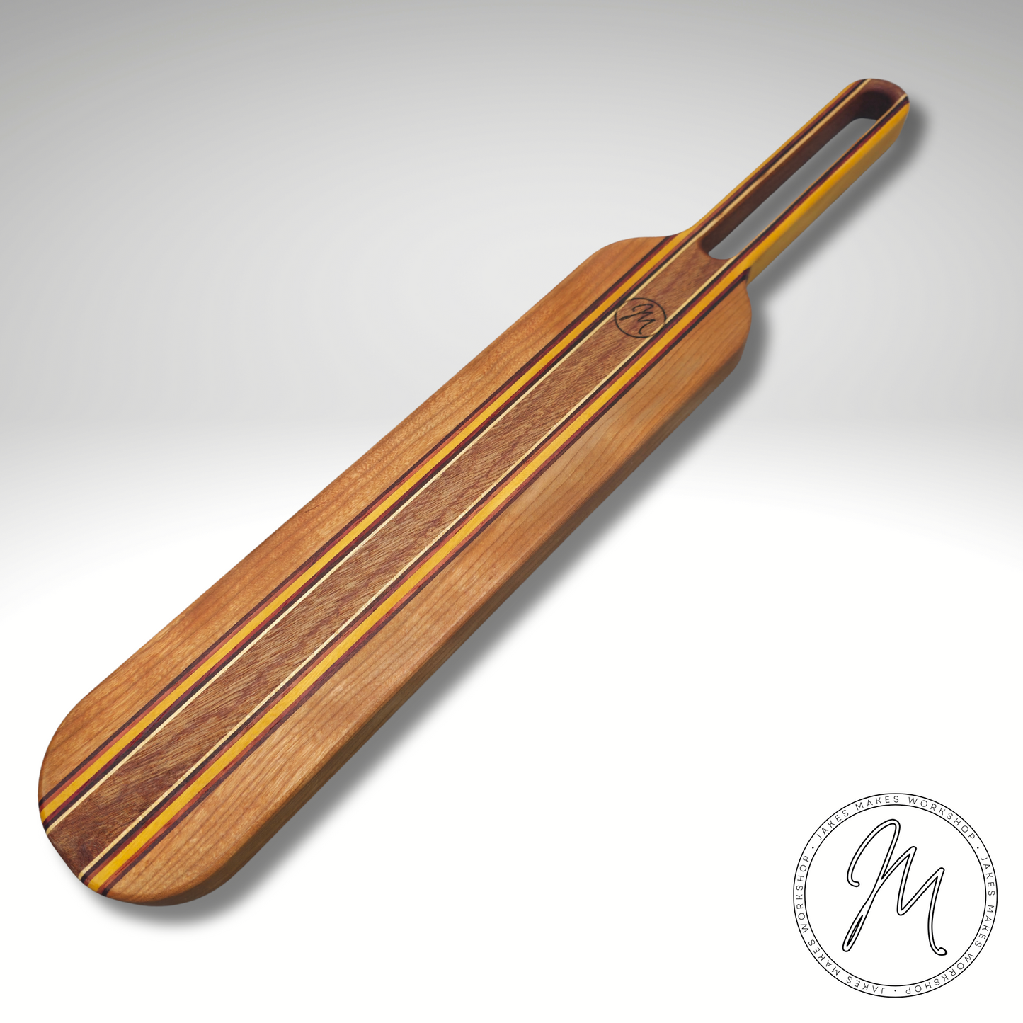 Handcrafted Striped Wooden Spatula-Style Cheese Board