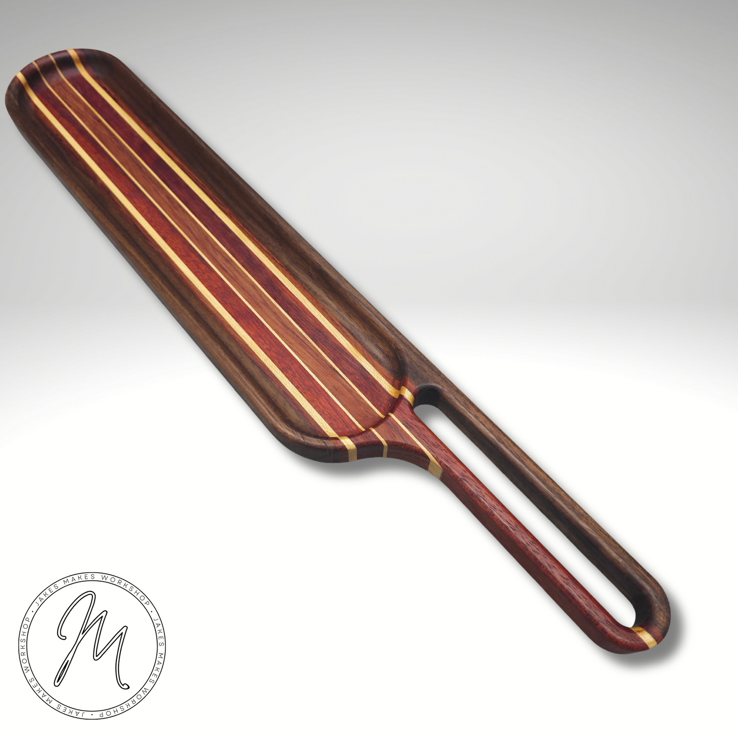 Handcrafted Striped Wood Cheese Board – Paddle Style