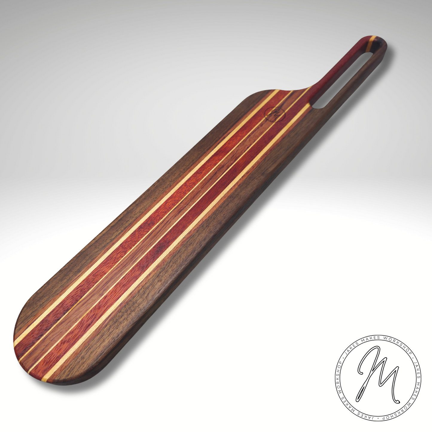 Handcrafted Striped Wood Cheese Board – Paddle Style